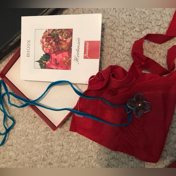 Baccarat necklace nwt box, bag and card turquoise blue...